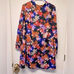 CeCe Dress Floral Print Long Sleeves Tie on Back of Neck Size 8